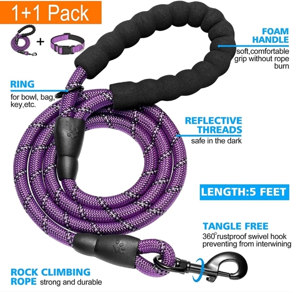 Ladoogo Reflective dog collar - size XS - purple - Picture 2 of 10